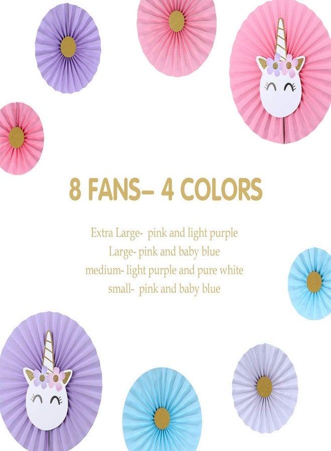 Balloonistics Unicorn Party Supplies with Paper Fan Decorations -Set of 8, Multicolour - Image 4